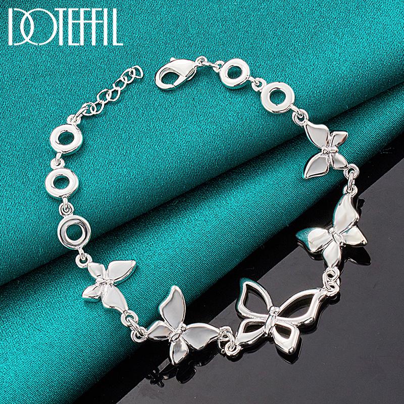 Five Butterfly Chain Bracelet For Woman Fashion Charm Copper Color Wedding Party Engagement Jewelry