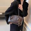 Retro PU Leather Shoulder Bags for Women Fall Winter Trend Female Purses Handbags High Quality Tote Underarm Bag with Pendant