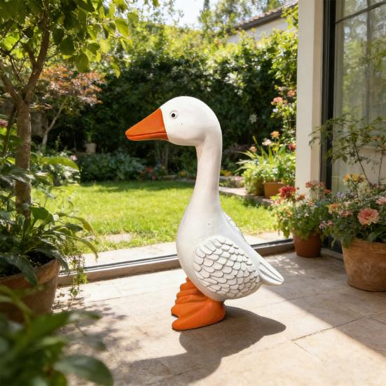 Mini White Goose Statue Miniature Goose Figurine Resin Animal Sculpture Home Office Outdoor Garden Table Decoration Ornament