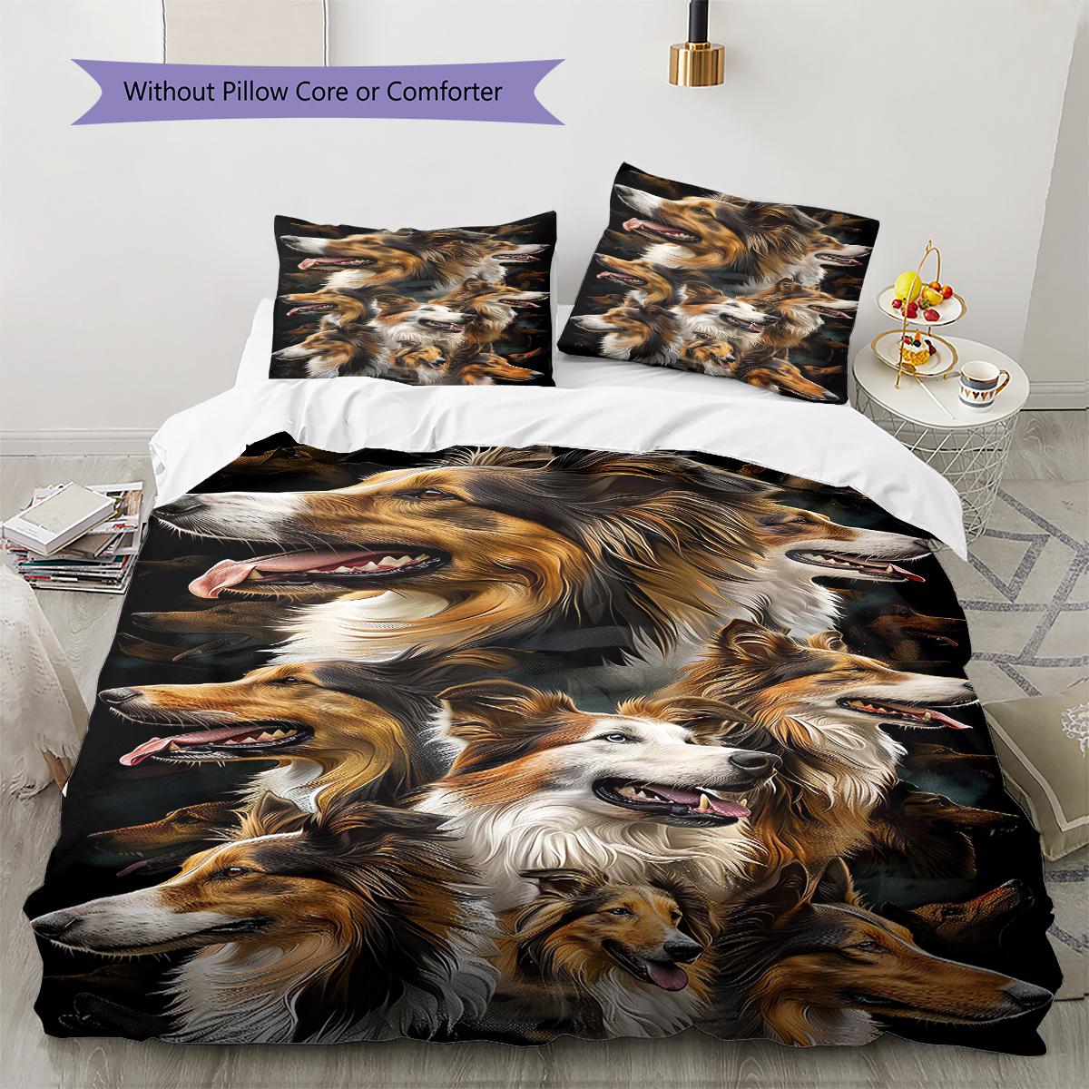 

Scottish Shepherd Pattern Bedding Quilt Set Quilt Cover Pillowcase Home Decoration Gift (1 * duvet cover + 2 * pillowcase, without core) 135x200cm