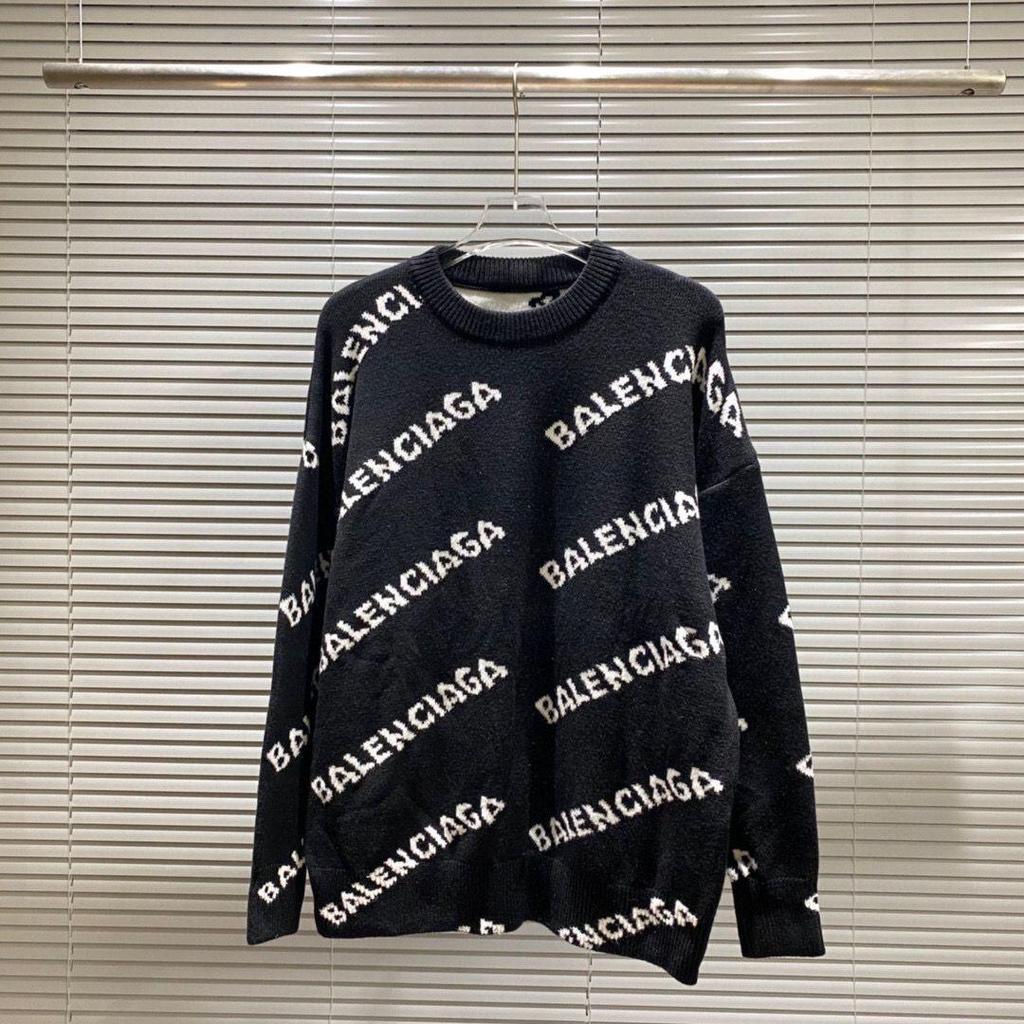 Unisex-Strickpullover mit Rundhalsausschnitt und Allover-Logo (Modelljahr 2025) – Lockere Passform, lässiger Stil