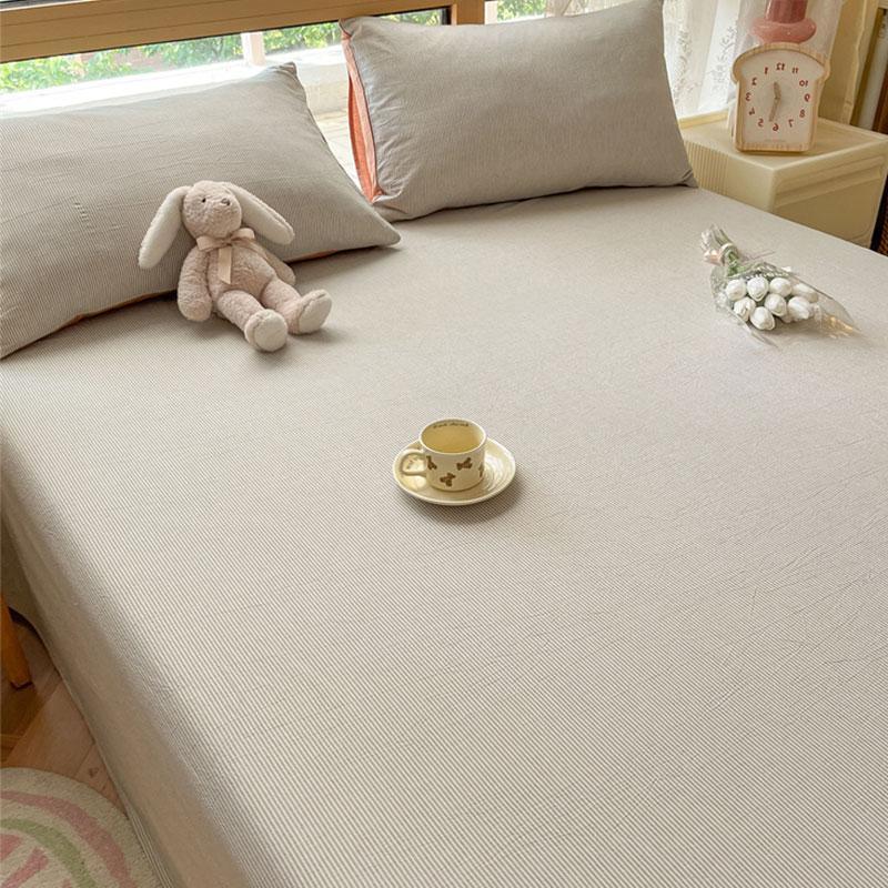 Minimalist Striped Thick Solid Bed Sheet For Single Double Household & Student Dormitory Bed