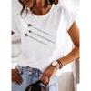 Women's Round Neck Printed T-Shirt Loose Casual Office Short Sleeve