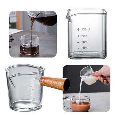 Tasse à mesurer en verre 90/100/120ML à simple/double bec pour lait/espresso avec poignée Mug de cuisine en verre Fournitures pour café