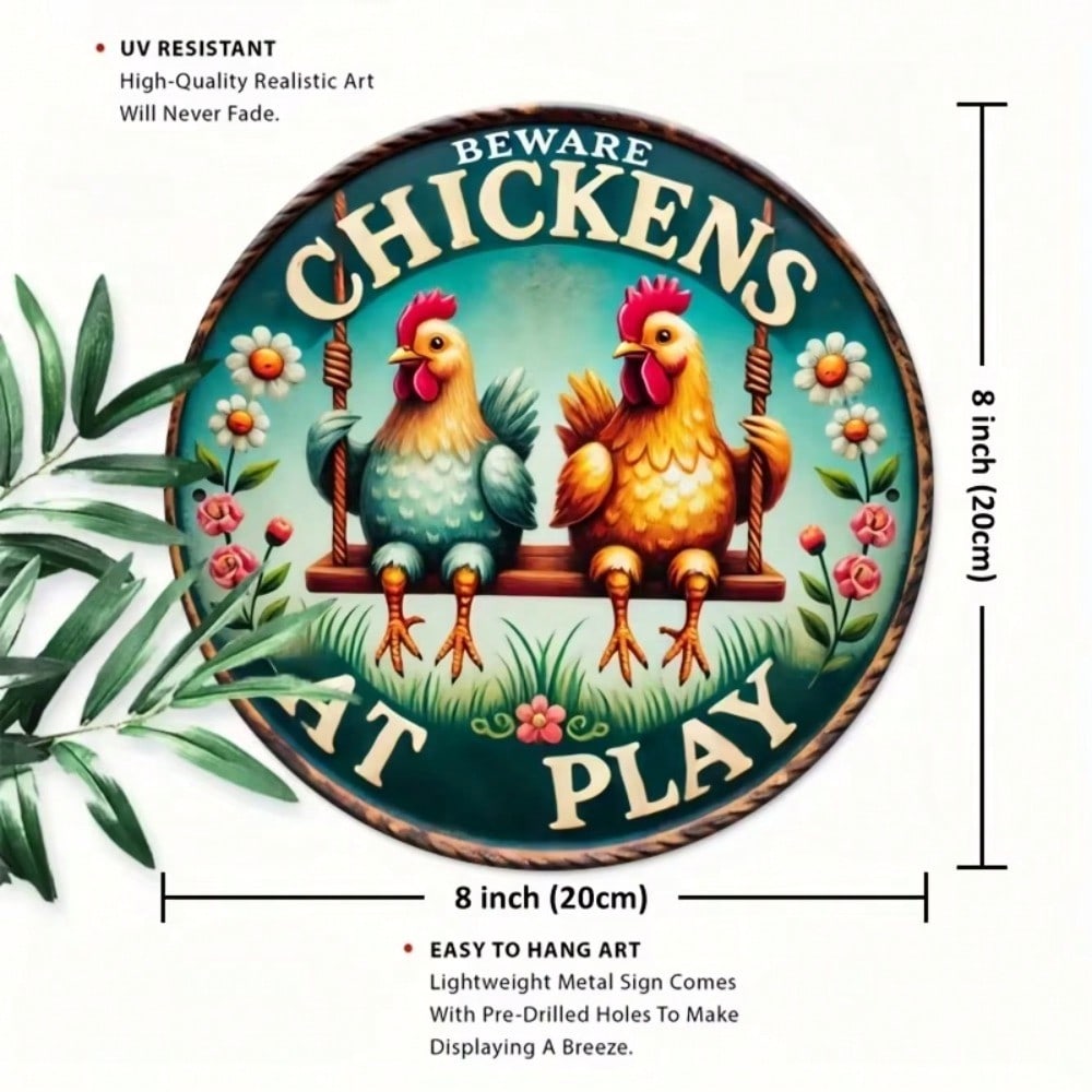 

Vintage Metal Rooster Wall Art Floral Farmhouse Decor Sign TYA18466-20X20CM різнокольоровий