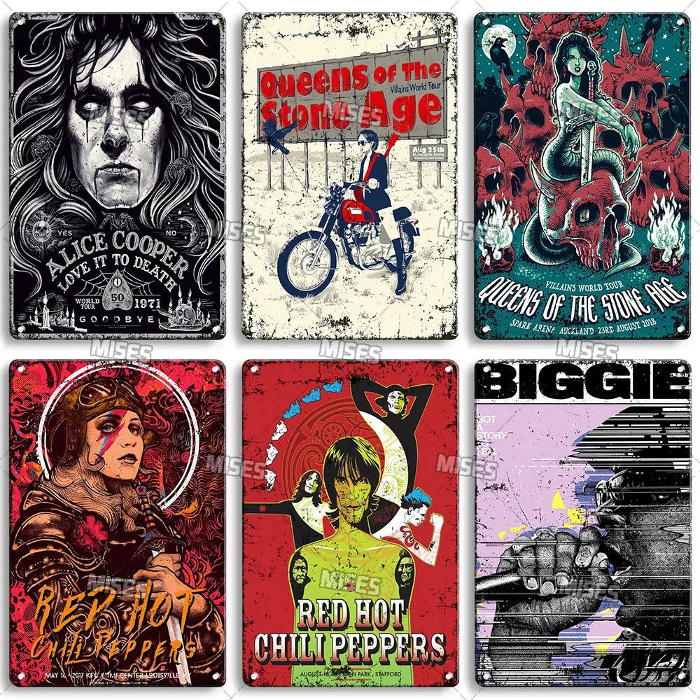 MISES ROCK Wanddekoratives Poster Metall Blechschild Musik Metallplakette Rostiges Band Metallschild Man Cave Zuhause Küche Industrielle Dekoration