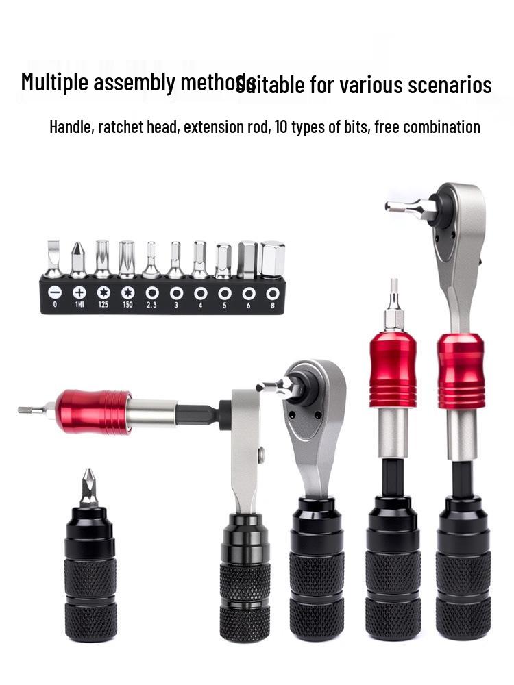Bike Tool Kit: Ratchet Wrench, Bit Set, Tire Levers, Emergency Pump