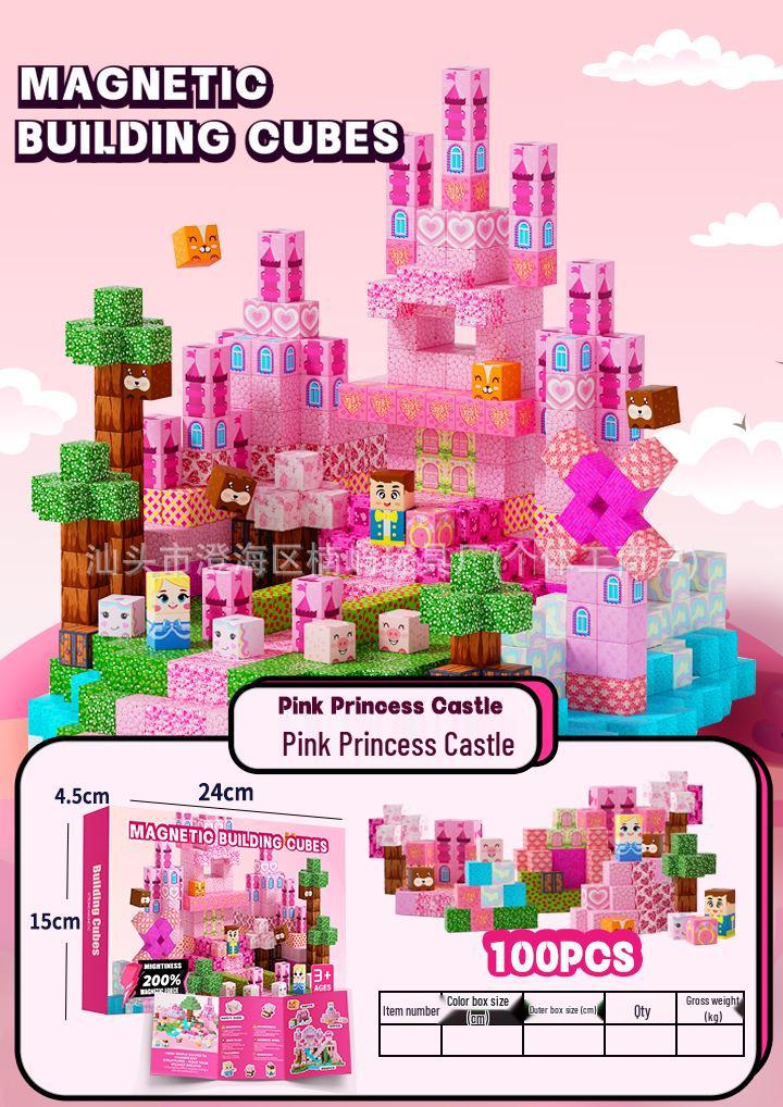 Cross My Magnetic Blocks: Pink Castle Educational Building Toy for Children