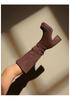 Stivali Alti da Donna in Camoscio con Tacco Chunky e Punta Tonda - Piattaforma Impermeabile Pieghettata Autunno/Inverno.