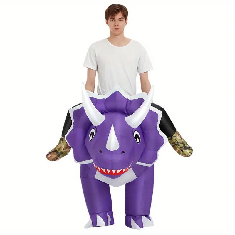 Ride Purple Triceratops Inflatable Costume, Adult