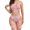 Women's Sexy Lingerie Hollow Lace Mesh Embroidery See-through Sexy Set New