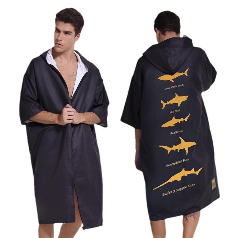 2025 Quick-Dry Hooded Swim Poncho with Zipper - Portable Bathrobe and Beach Towel