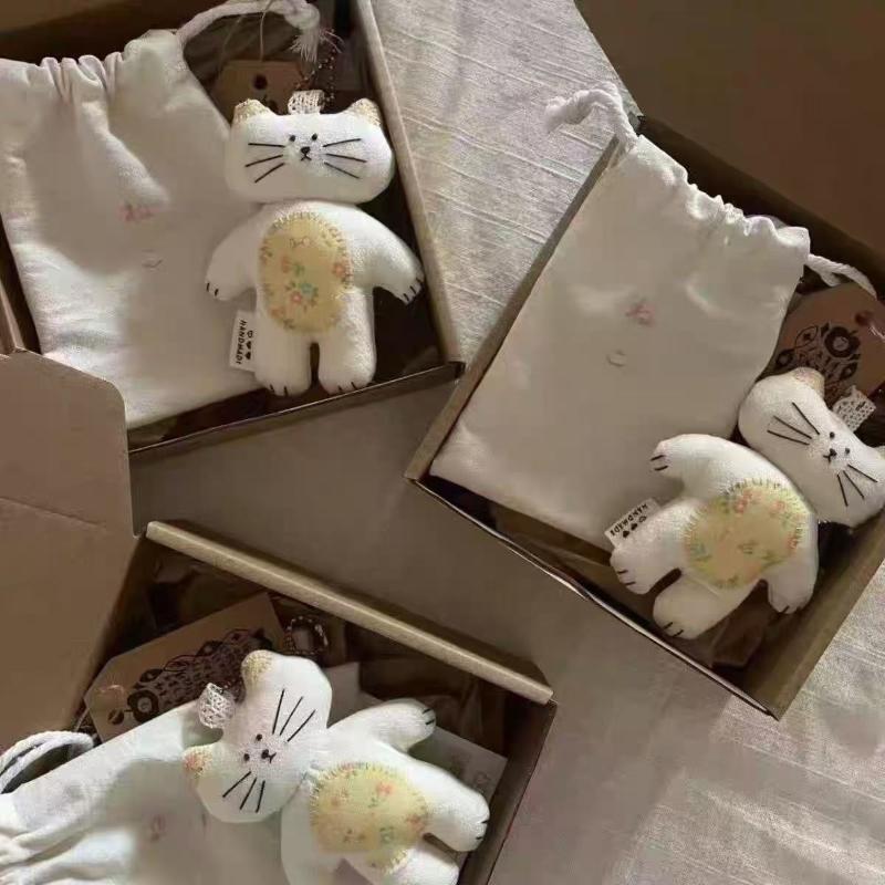 

Fabric Cat Toy Keychain Cartoon Kitten Stuffed Doll Pendant Backpack Bag Decor Kid Gift 1Pc