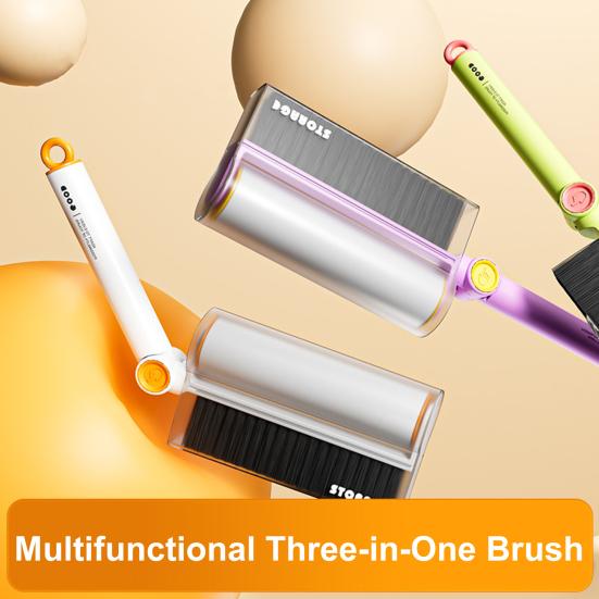 Lint Brush Soft-Bristled Cleaning Brush with Tear-Off Adhesive Roller Ergonomic Handle Clothing Bedding Pets Lint Cleaner