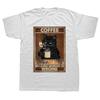 Divertente Caffè Perché L'omicidio È Sbagliato Gatto Nero Beve Caffè Magliette Grafica Cotone Streetwear Manica Corta Maglietta di Compleanno