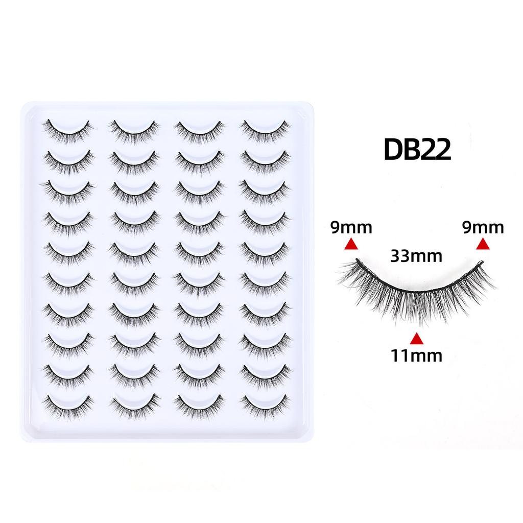 Wimpern mit großem Fassungsvermögen, dreidimensional geschwungen, natürlich kurz, selbstgeklebtes Wimpernpaar