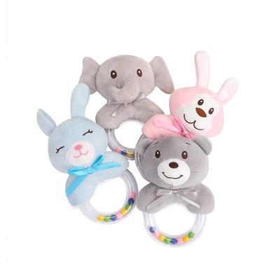 Transparent Bead Plush Toy Baby Rattle - Cartoon Animal Hand Shaker for Crib Mobile