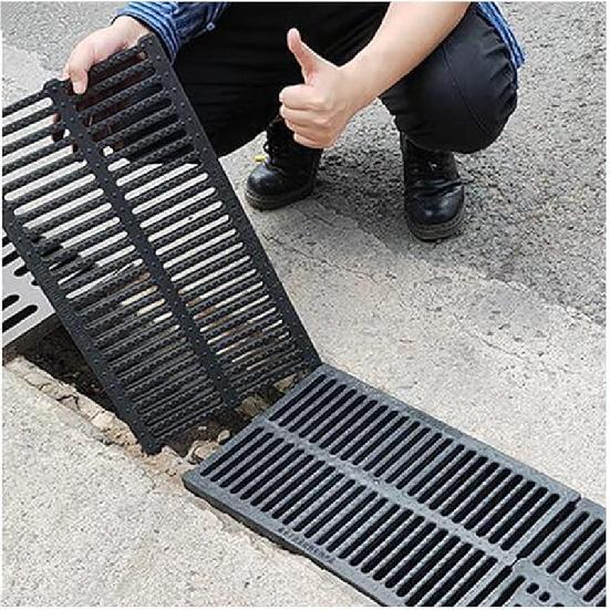 

Высокополимерные дренажные фильтры, система дренажа траншей, крышка гаражной канализации, дренажный канал с пластиковой решеткой, дренажный желоб из HDPE, для сада, подъездной дороги 50x20x2.5cm чёрный