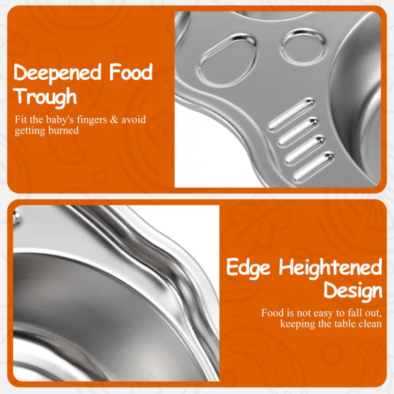 Compartment Dinner Plates Divided Plate Stainless Steel 1pack