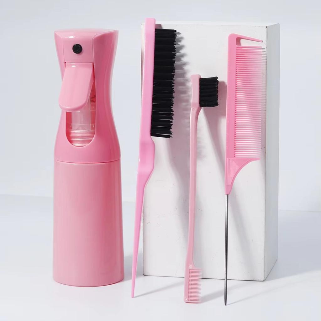 4pcs Comb Spray Bottle Set, Tease Comb Mouse Tail Comb Edge Brush for Back Brushing,slicking Hair For Hair Accessories