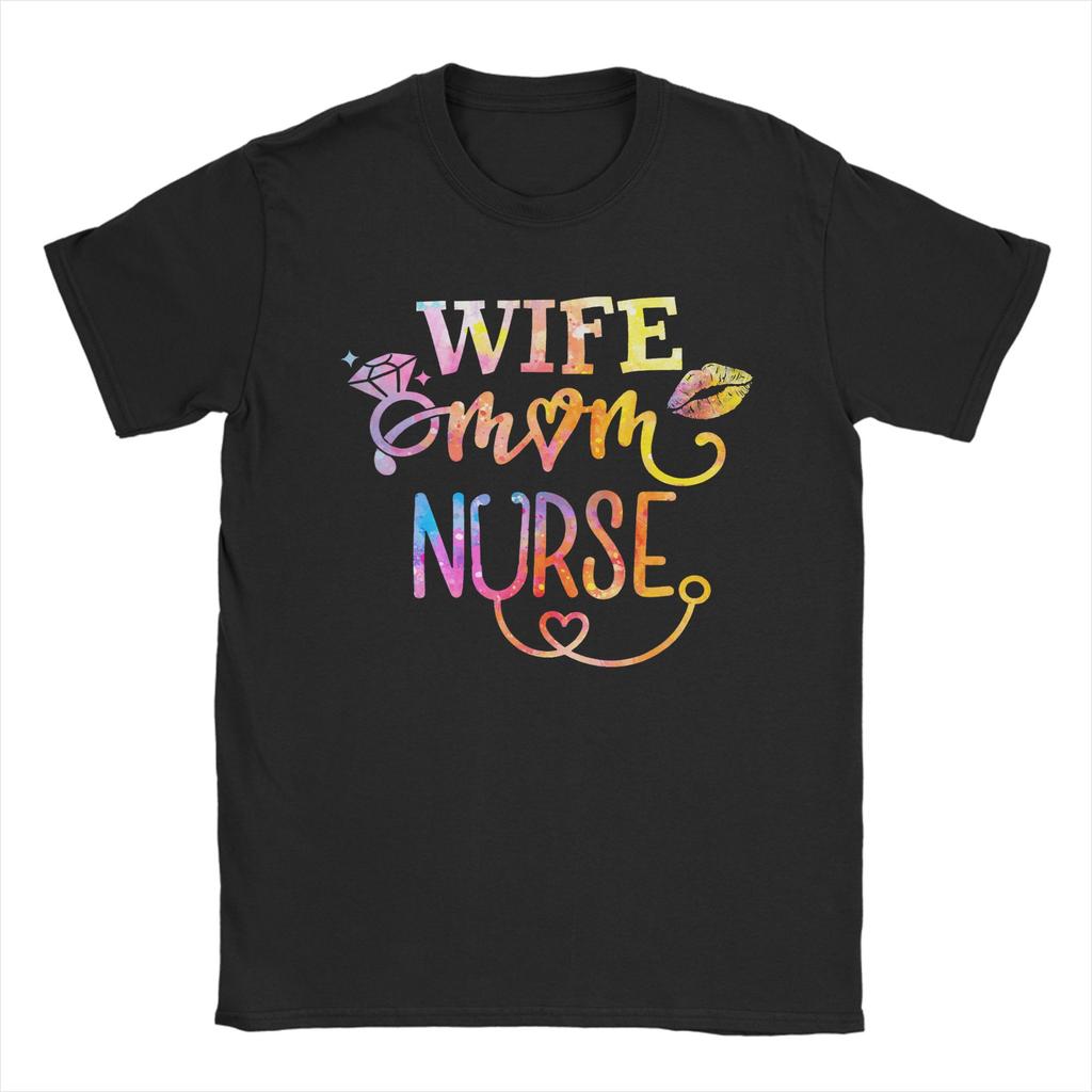 Tie Dye Retired Nurse T Shirts Unisex Unisex Pure Cotton Funny TShirts Crewneck Nurses Day Tees Short Sleeve Clothing Plus Size