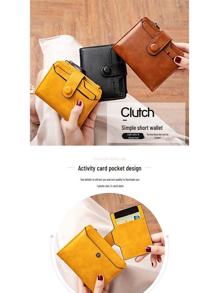 Portofel Scurt din Piele Stil Coreean Xiangyin 2024 pentru Femei - La Modă, Simplu, Design Bi-Fold cu Multiple Sloturi pentru Carduri