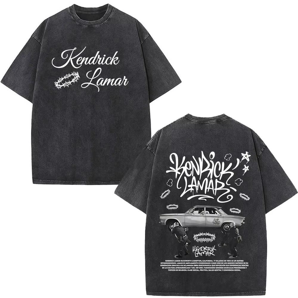 Rapper Kendrick Lamar DAMN Washed Tshirt Mens Women Clothing Fashion Vintage Casual Oversized Short Sleeve T Shirts Streetwear