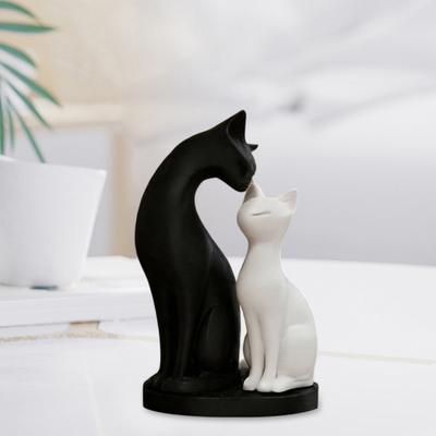 Detachable Cat Couple Sculpture 3D Printed Elegant Couple Cat Figurine Romantic Cat Lover Ornament for Home Living Room Office Desk Decor
