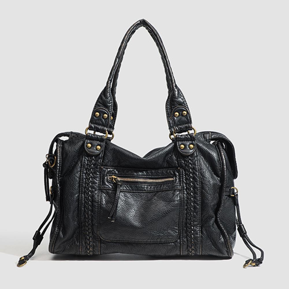 Leather Retro Shoulder Bag for Women with Pockets Shoulder Handbag Top Handle Bag Shopper Bag for Daily Use