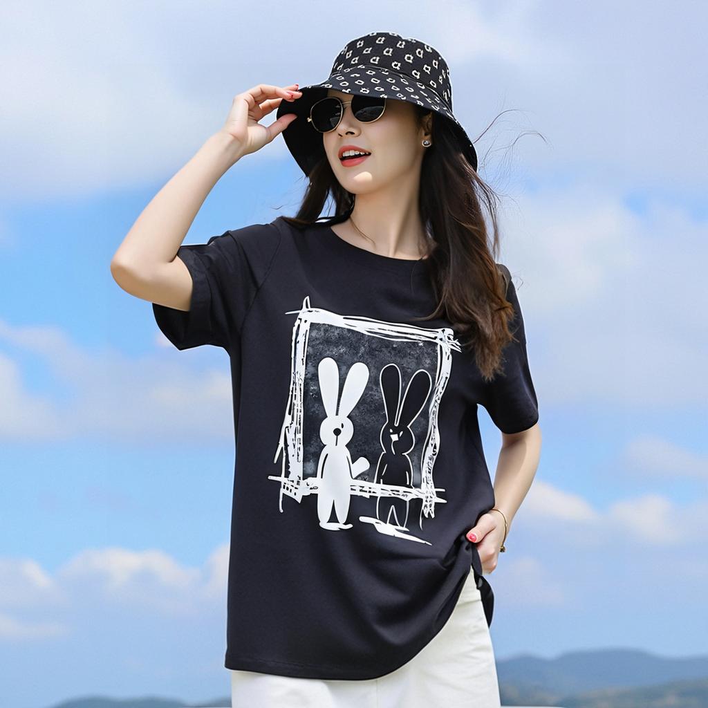 Women's Plus Size Retro Short Sleeve T-Shirt Loose Summer Tops