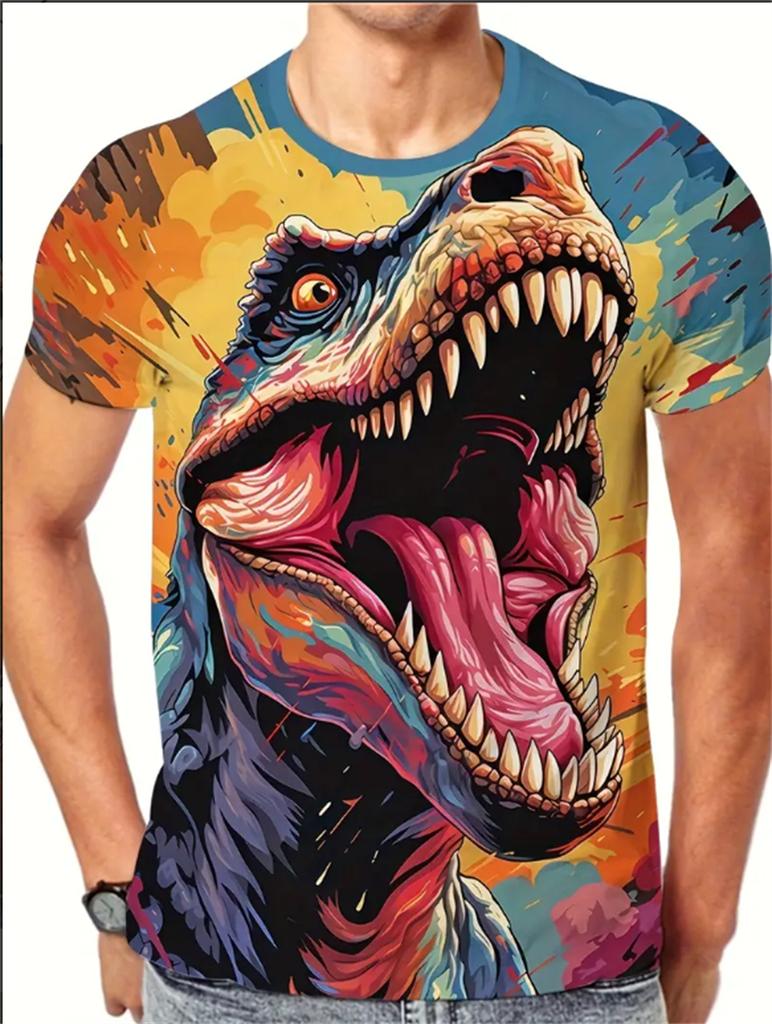 New Cool Powerful Dino Colorful 3d Print T Shirt For Kids Boys Casual Short Sleeve T-Shirt For Summer Children's Clothing Tops