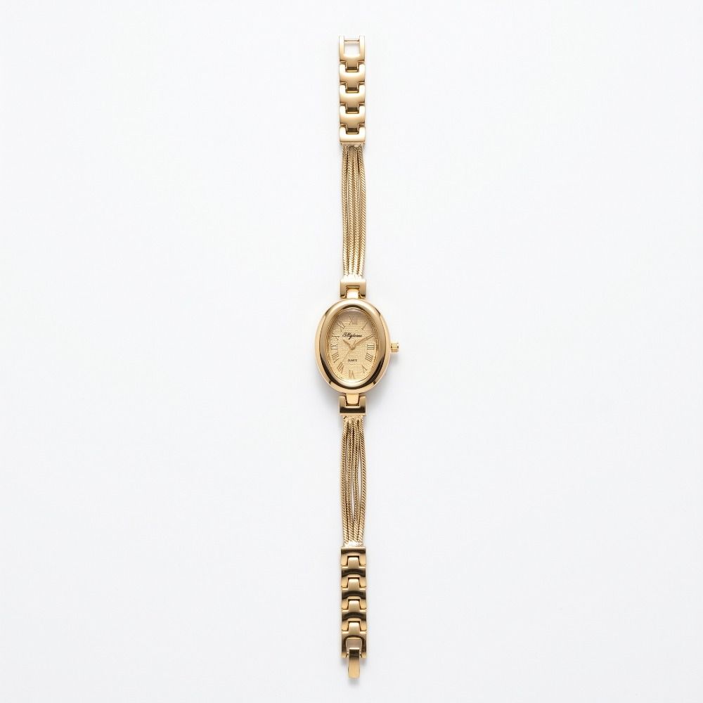 Gold Tassel Chains Watch Alloy Oval Quartz Watch Delicate Quartz Wristwatch  Fashion Wear