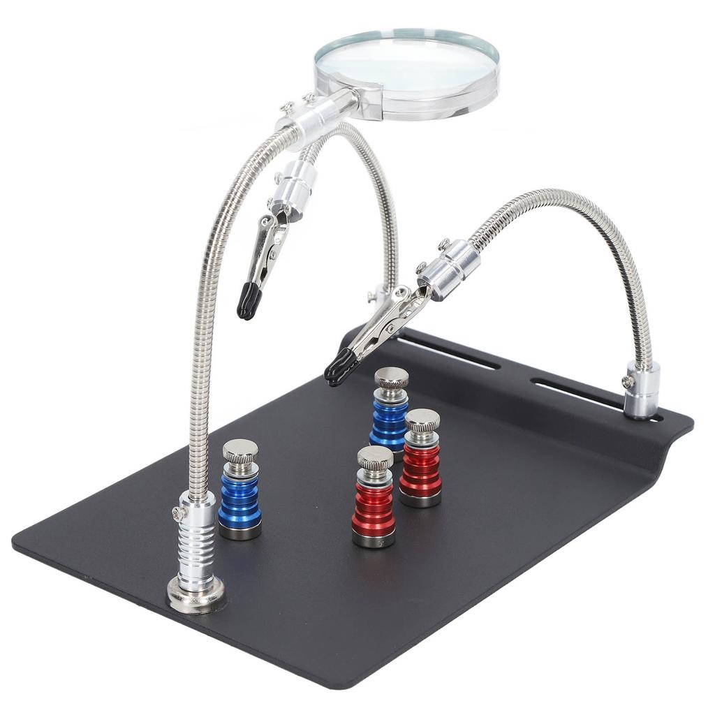 Mâini Ajutătoare pentru Lipit Brațe Flexibile Mâini cu Unghi Reglabil Stație de Lipit cu Lupă 3X