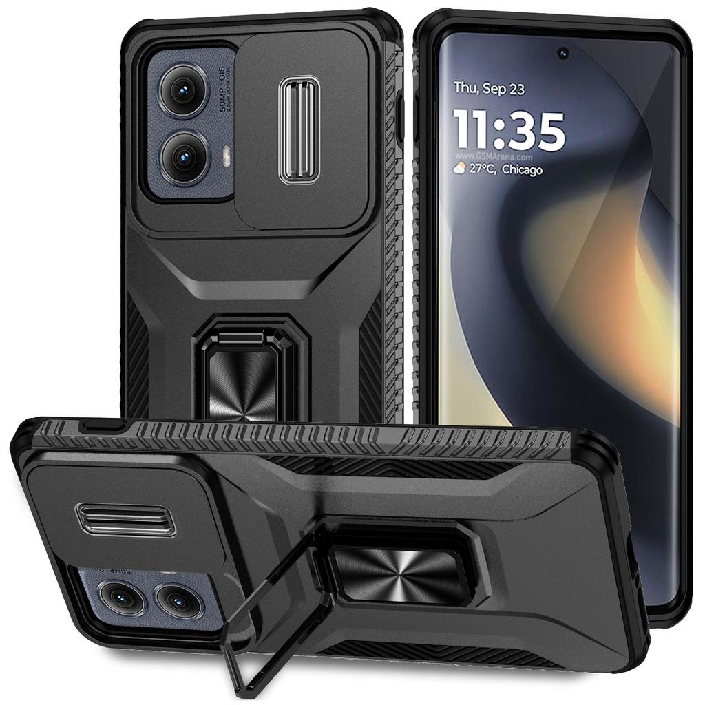 Für Motorola Edge (2024) 5G Hülle Camshield Ständer TPU+PC Rutschfeste Handyhülle