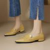 Krazing Pot Sheep Skin Summer Spring Autumn Low Heels Women Pointed Toe High Quality Yellow Color Heels Shoes Pumps