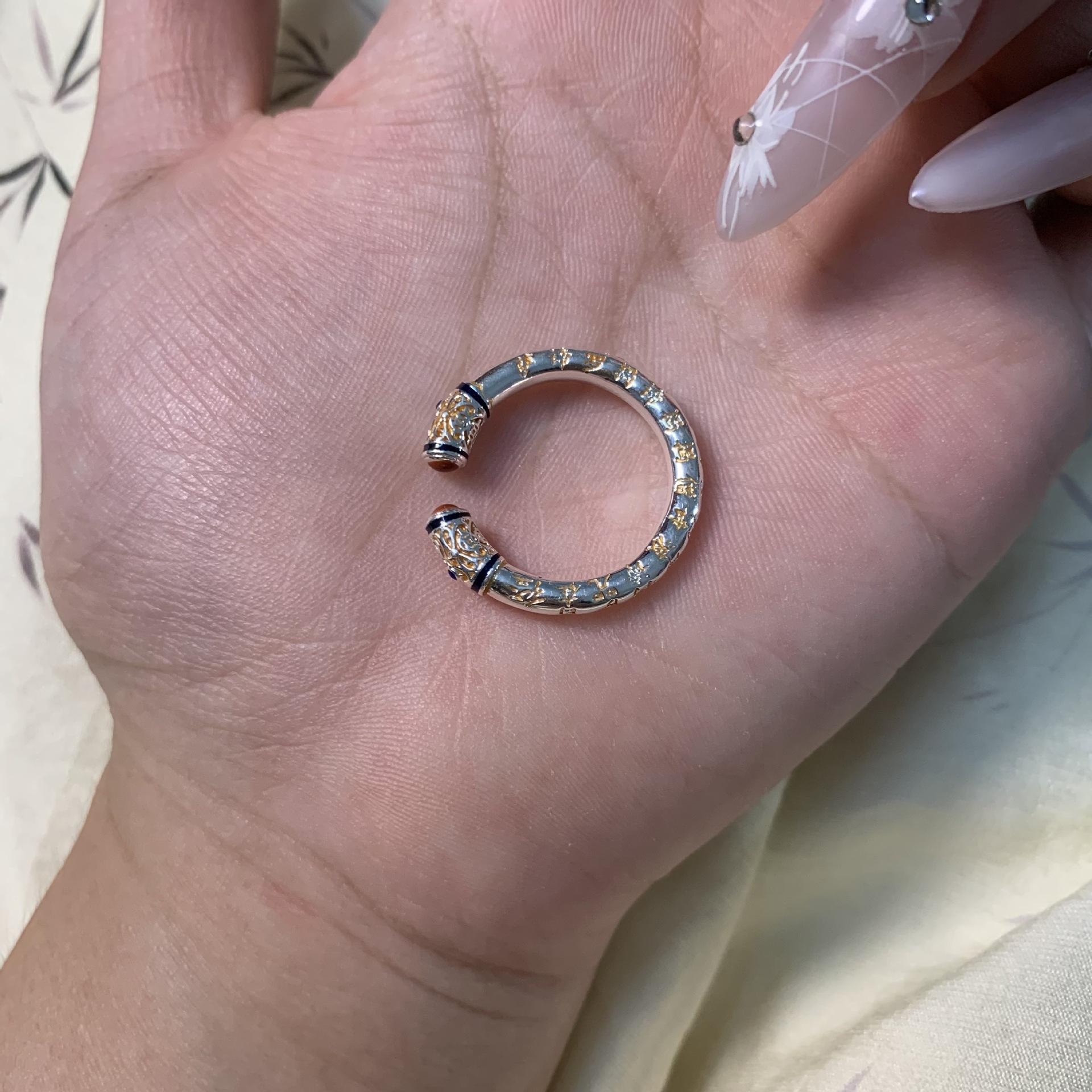 

Ancient Gold-Painted Grass Pattern Bracelet Female Solid Opening Peace And Joy Ring Retro Ethnic Style Bracelet