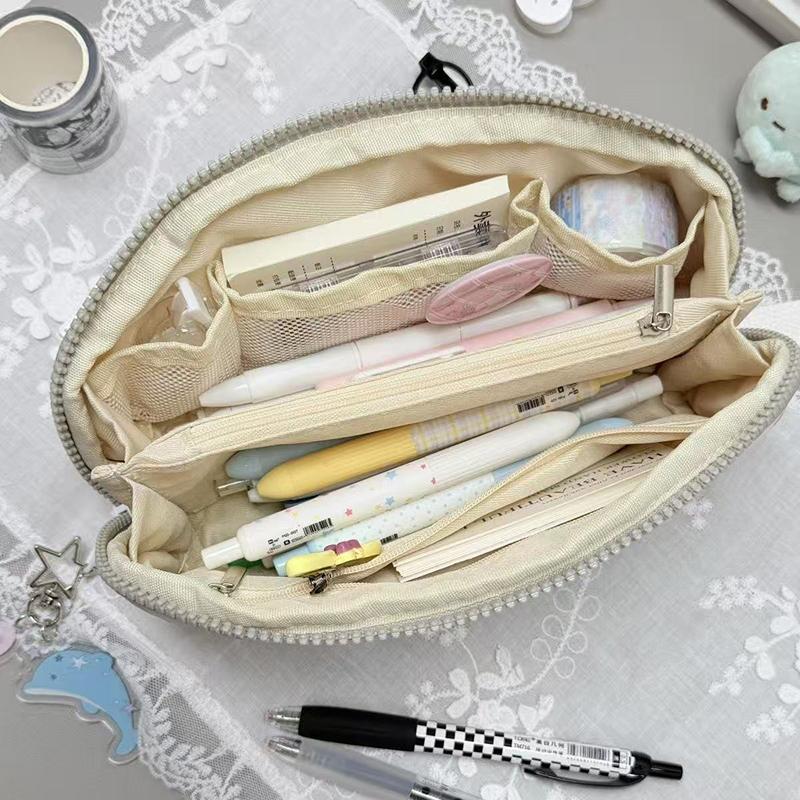 Cute Polka Dot Pencil Case With 3D Plush Wings And Large Capacity For School Students Daily Stationery Storage For Teen Girls