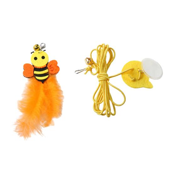 Swinging Interactive Cat Toy Elastic Rope Cat Teaser Self-play Cat Toy with Feathers Bell for Indoor Cats Solo Play And Hunting Instinct