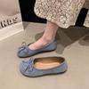 Gentle and Versatile Beanie Shoes Shoes French Single Shoes Bow Flat Bottom Shallow Mouth Ballet Shoes 2025 Spring and Autumn New Models