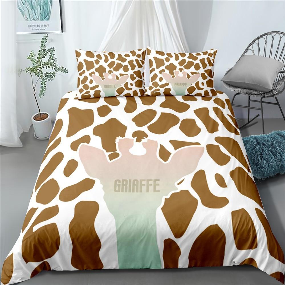 Cartoon Giraffe Duvet Cover King Queen Tropical Animals Bedding Set For Kids Boys Girls Lovely Wildlife Polyester Quilt Cover