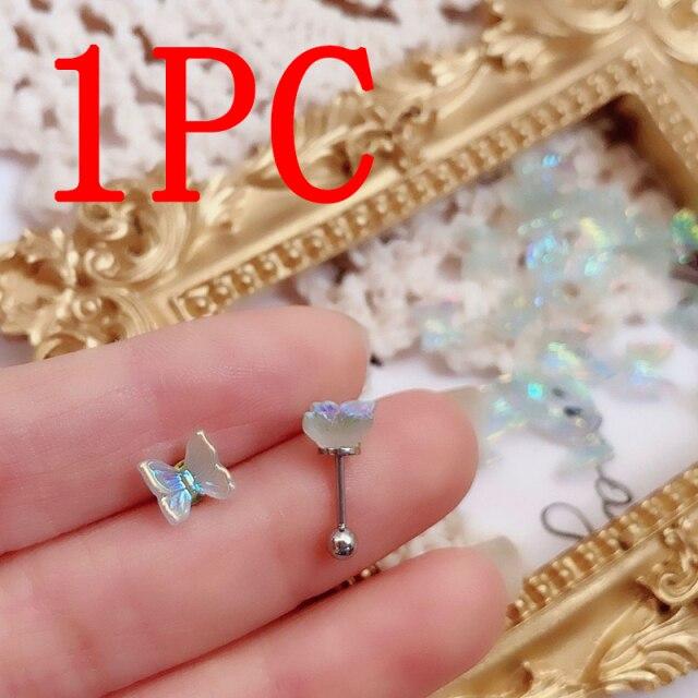 1PC Korea Cute Small Butterfly Stud Earrings For Women Girls Minimalist Cartilage Earrings Piercing Body Jewelry Gift Ins Style