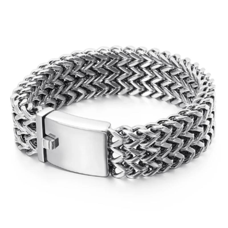 

Широкий сетчатый браслет-цепочка для мужчин, блестящий, рокерский, крутой, мужской браслет, ювелирное изделие в стиле хэви-метал, подарок 23cm
