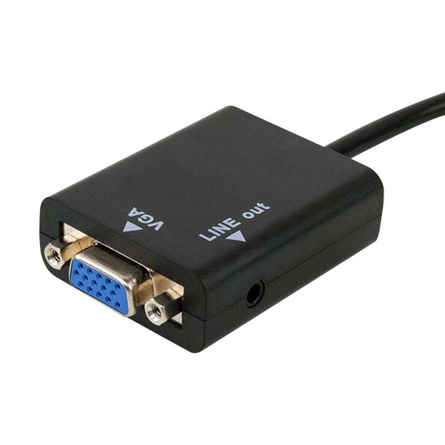 New 1×Black HDMI to VGA Converter With 3.5mm Audio Cable Video Output Adapter PC DVD