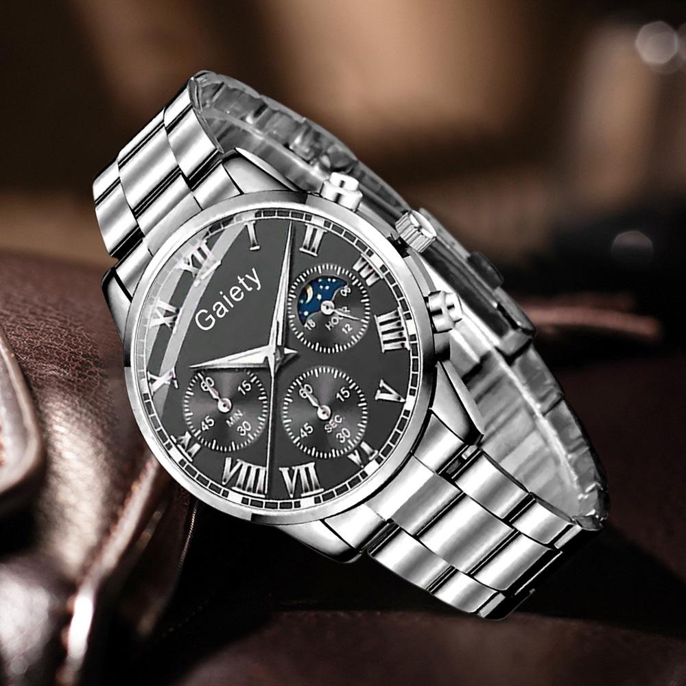 Men's Watch Casual Business Glass Quartz Watch Three-eye Calendar Fully Automatic Movement Watch Watch Large Dial Luminous