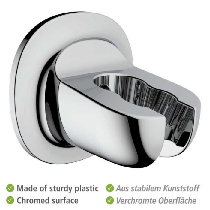 Support douche sans perçage - wenko - libertà - plastique - argenté - fixation adhésive