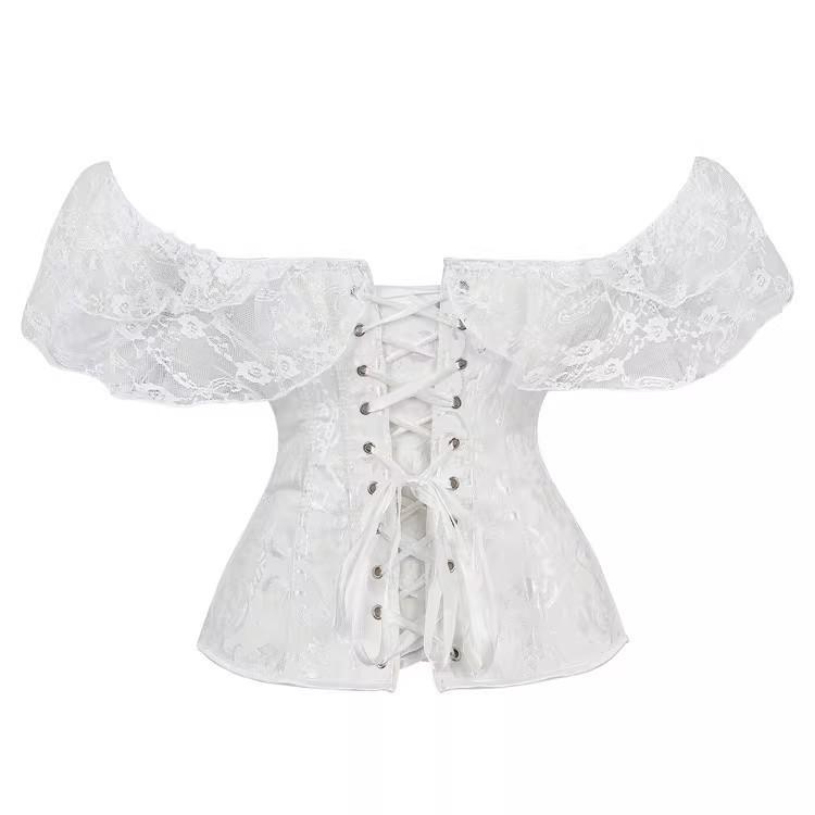 European Lace Strapless Shapewear Evening Gown with Fishbone Corset