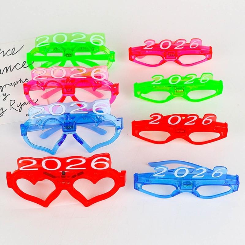 6Pcs Glowing Heart LED Glasses Night Event Party Supplies Reusable Bright Light Comfort Safe Materials