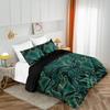 Tropical Green Leaf Pattern Bedding Set - Soft Fabric & Exquisite Gold Accents, Queen Size Available