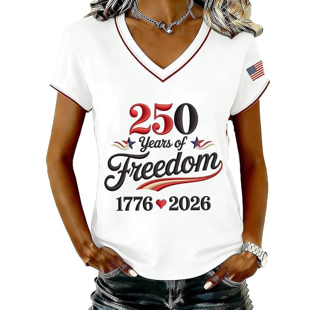 Women's Casual Round Neck Short Sleeve Pullover Printed T-Shirt Top