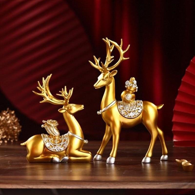 Fortune Deer Wealth-Attracting Ornament for Living Room and Cabinet – Perfect Housewarming or Opening Gift